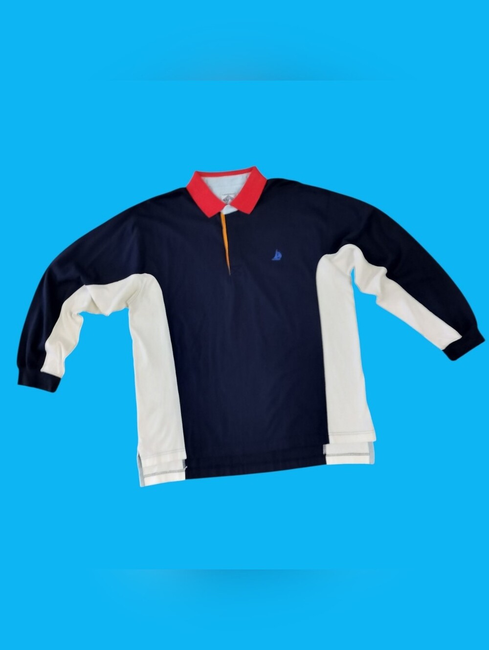 Cambridge Classics Colorblock Rugby Shirt Men’s Large Navy/White Long Sleeve